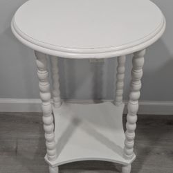 2-Tier Round End Table, White