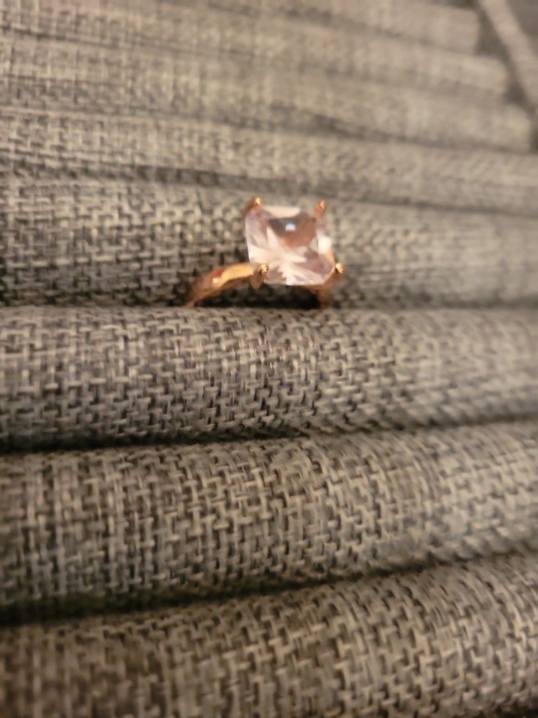 Crystal Set In Silver Set In Pink Rose Gold Layover Size 7