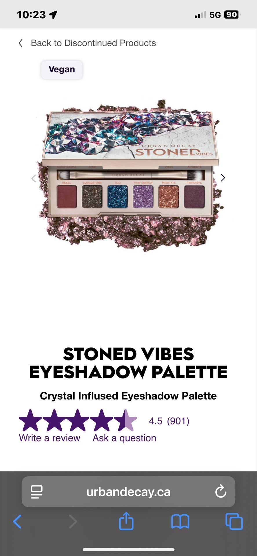 RARE! Urban Decay Stoned Vibes Eyeshadow Palette 12 Vegan Shades Matte & Shimmer
