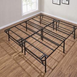   18" High Profile Foldable Steel King Platform Bed Frame Black