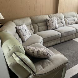 Leather Beige/Brown Couch