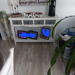 Console Table Beige Gray And Black