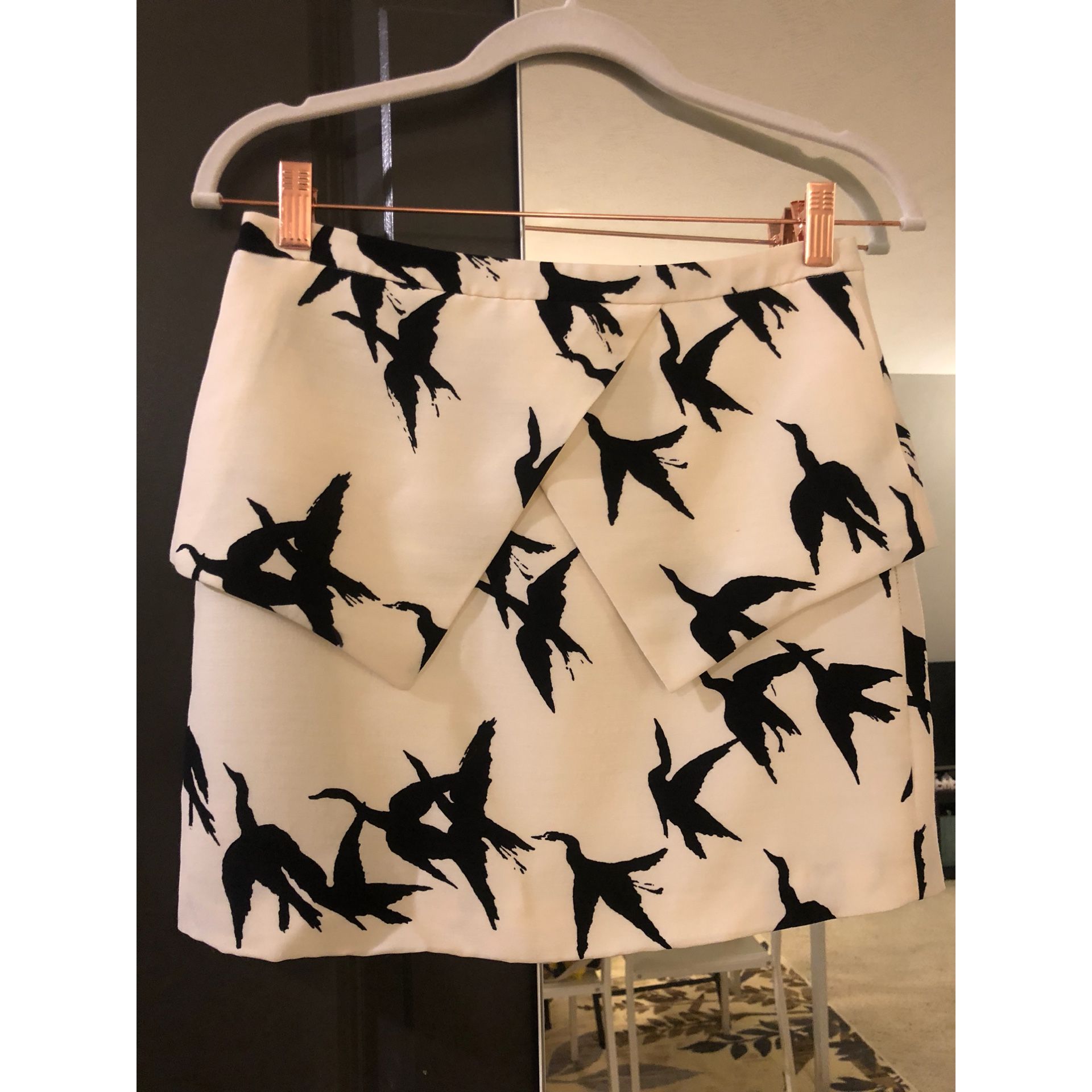 Tibi bird print wool mini skirt