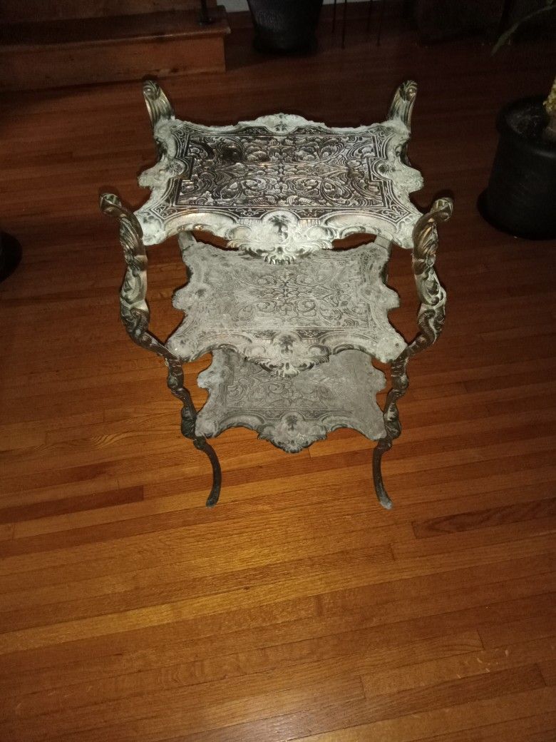 Antique Brass Side Plant Table