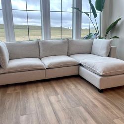 Sofá Seccional Nuevo Gris Claro Con Cojines