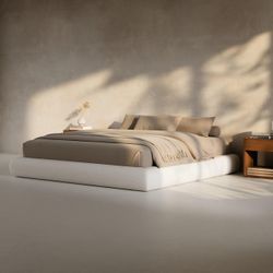 RECCI AirFrame Half-Moon Upholstered King Platform Bed Frame