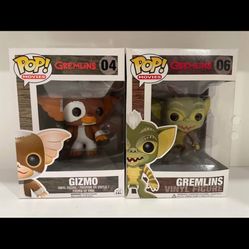 RARE 2011 FUNKO POP COLLECTABLE TOY FIGURINES GIZMO & GREMLINS #04 & #06 IN BOX UNOPENED