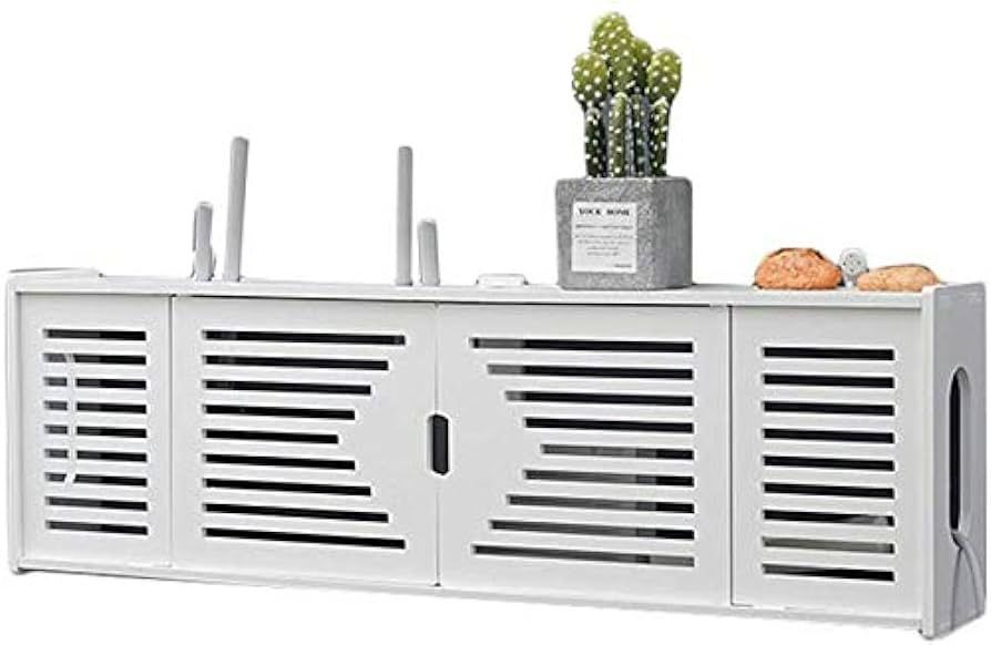 Wireless Router Rack Living Room Wall-Mounted WiFi Storage Box Wall Decoration TV Lower Plug-In Shielding Box Set-Top Box Shelf-No Punch,C