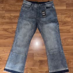 Blue Flared distressed jeans 