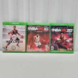 Lot Of 3 Xbox One Games: NBA Live 15, NBA 2K16, NBA 2K20