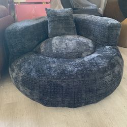 Giant Bean Bag Couch Chairs for Adults, Oversized Lazy Sofa with Memory Foam Soft Chenille Bean Bag Couch (Black)