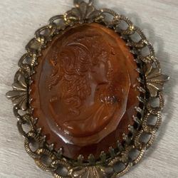 Dije Gold Cameo Piedra Ámbar 