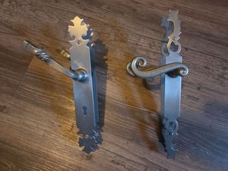 Ornate Metal Door Handle Set with Backplates