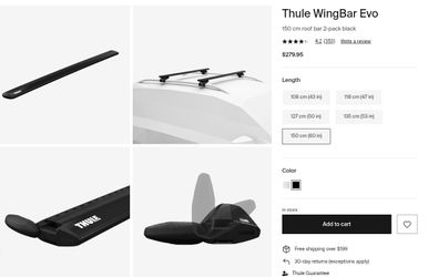 Thule Wingbar Evo 150 cm 60 in