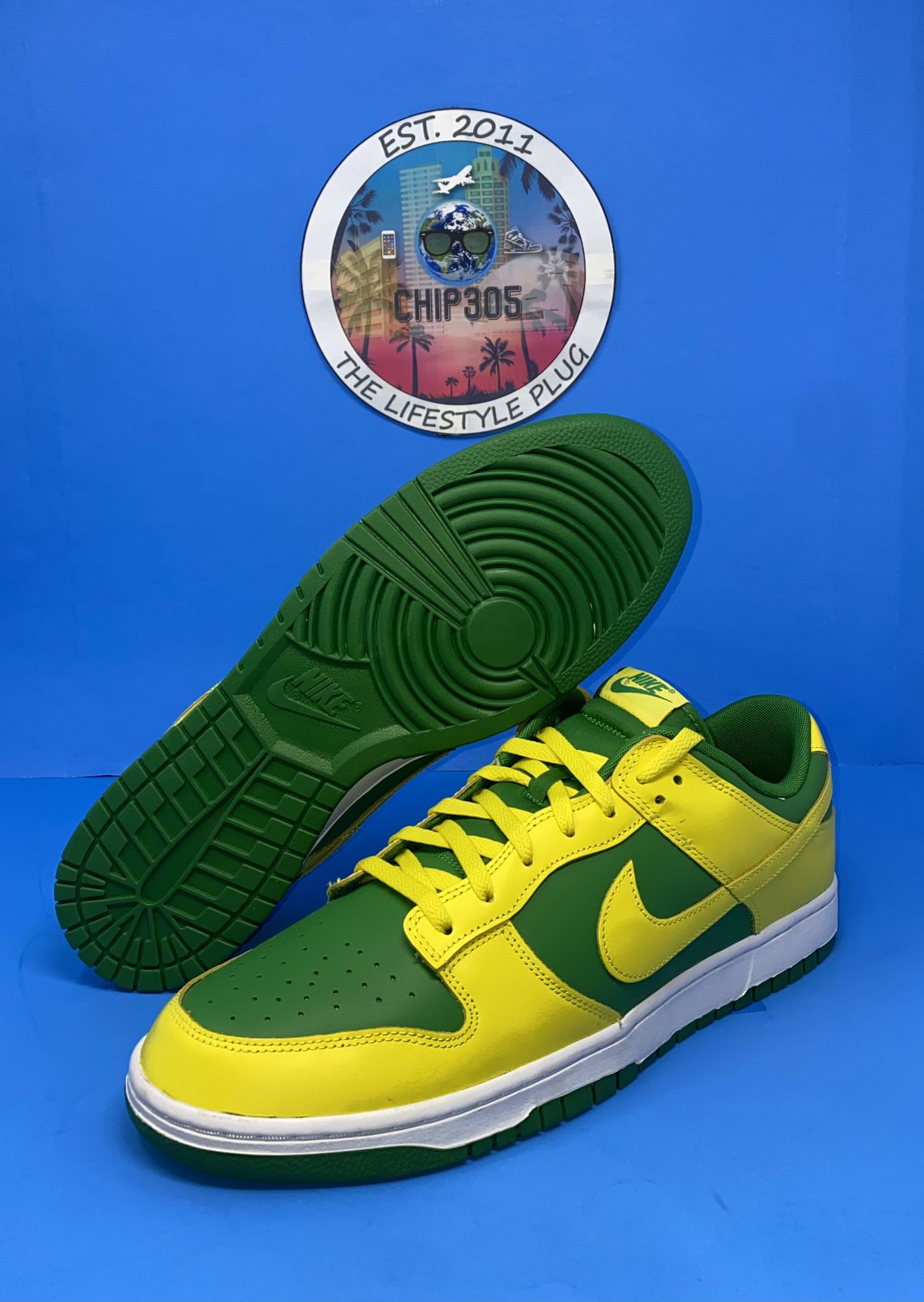 Nike Dunk Low Reverse Brazil Mens Lifestyle Shoes Yellow Green