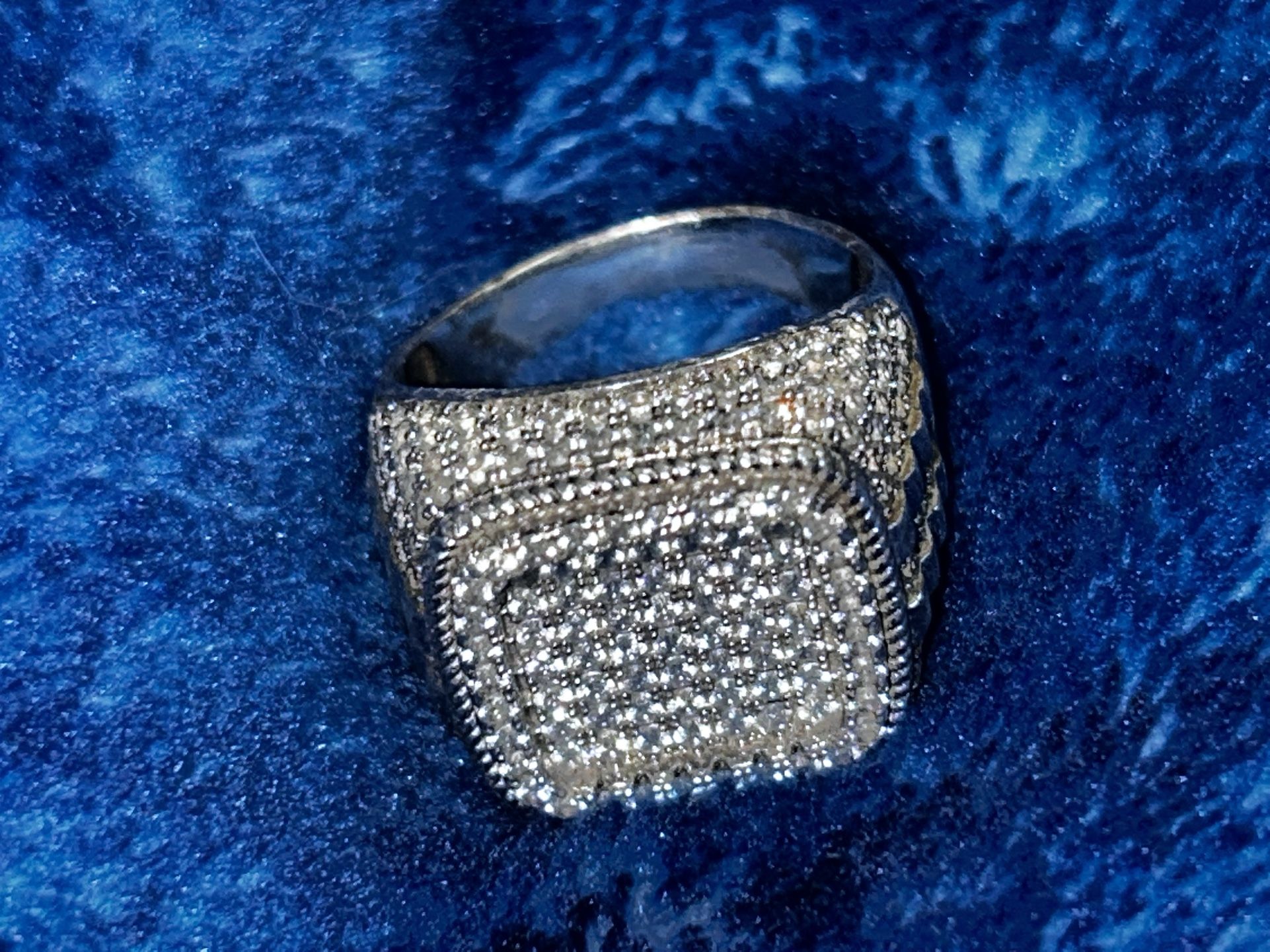 Men's Diamond Square Ring 2 ct tw Sterling Silver