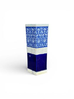 Tall Blue & White Hexagonal Porcelain Umbrella Stand