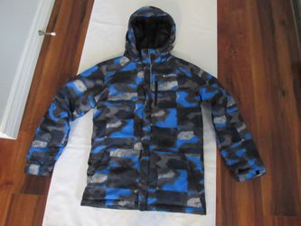 Boys Youth 14/16 Blue Camouflage Snow Ski Jacket, Columbia Sportswear Company