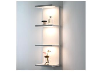 4 Tier LED lights Wall Shelf - Modern Floating Shelves  white