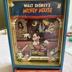 Vintage Disney Maestro Mickey Mouse Mechanical Music Box Display