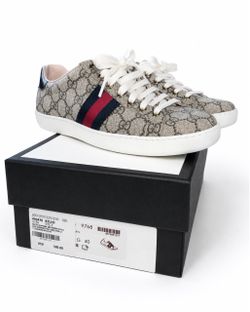 Gucci Ace GG Supreme Canvas Web Stripe Monogram Low-Top Sneaker Men EU 40