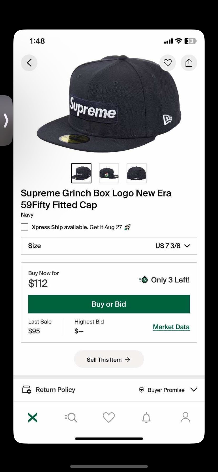 Supreme Fitted 7 3/8