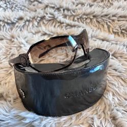 CHANEL Black Swarovski Crystal Camellia CC Sunglasses