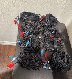 LOT OF 8 UNIVERSAL BNC SECURITY CAMERA EXTENSION CABLES – 60 FT EACH BNC VIDEO + DC POWER SECURITY CAMERA CABLES FOR SALE: LOT OF 8 SECURITY CAMERA