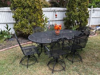 Vintage 7 Piece Wrought Iron Dining Set