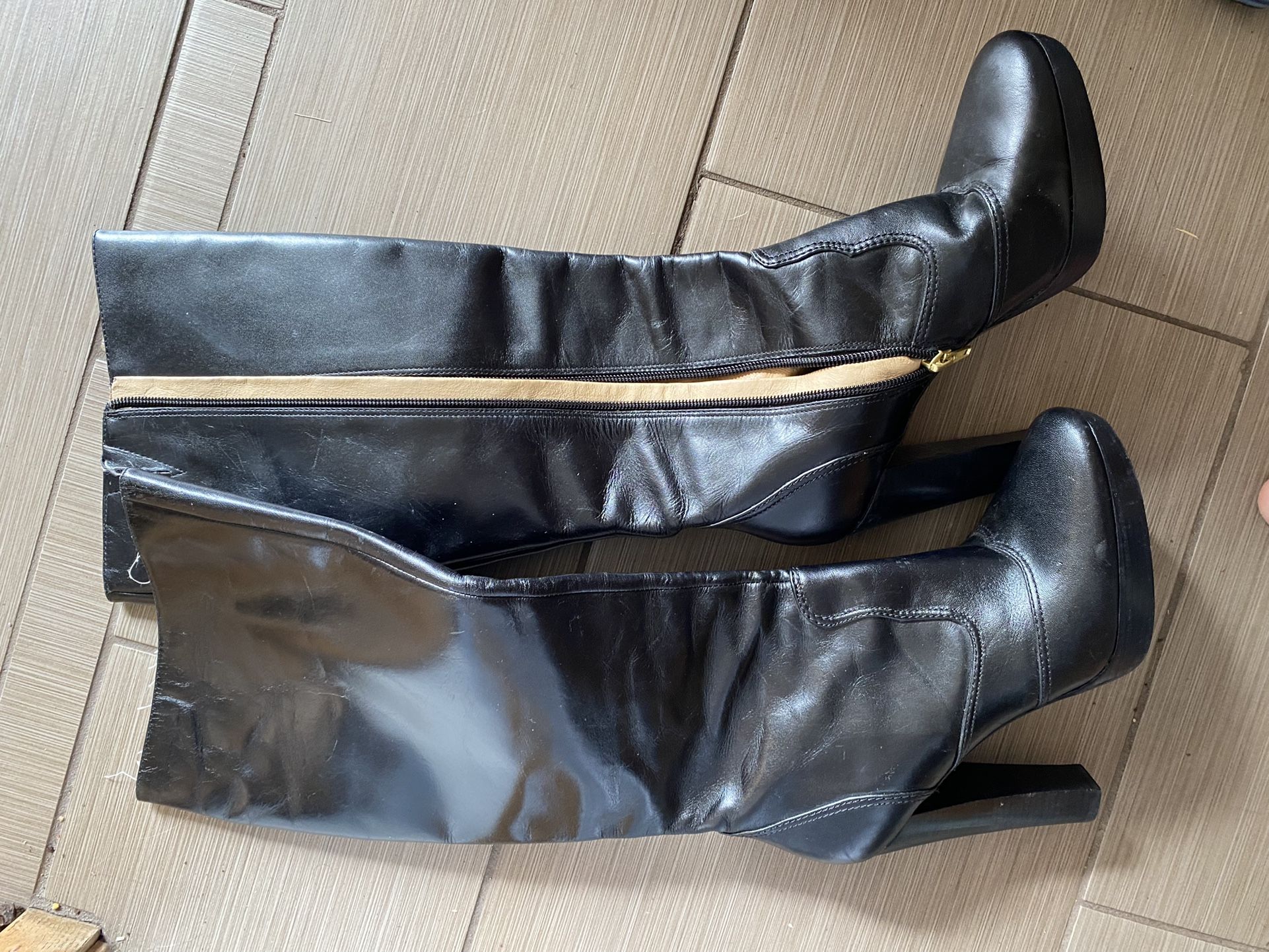 Michael Kors Black Leather Boots Womens Size 8