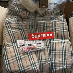 Supreme X Burberry Shearling Down Puffer Beige Medium 