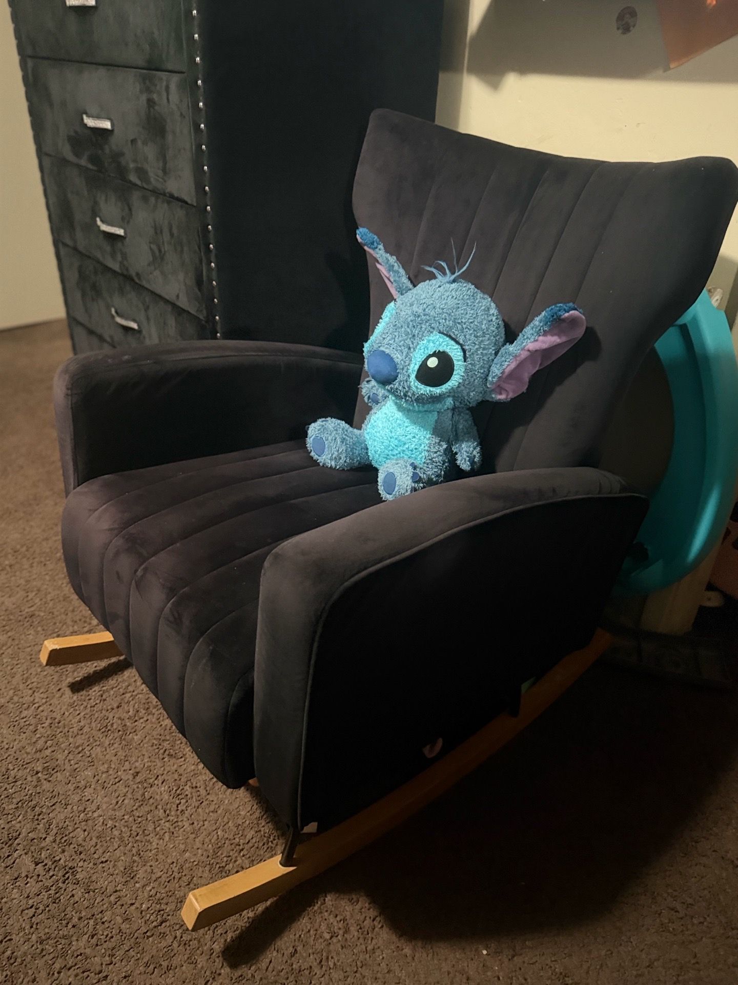 Suede rocking chair