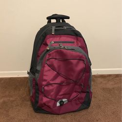 Gray And Voilet Rolling Backpack