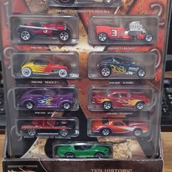 Hot Wheels Decades 1(contact info removed) Tin Car Set 10 Cars - Sealed New Drag Bus