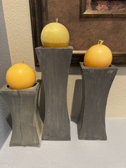 Set Of 3 Modern Candle Holders Room Decor 