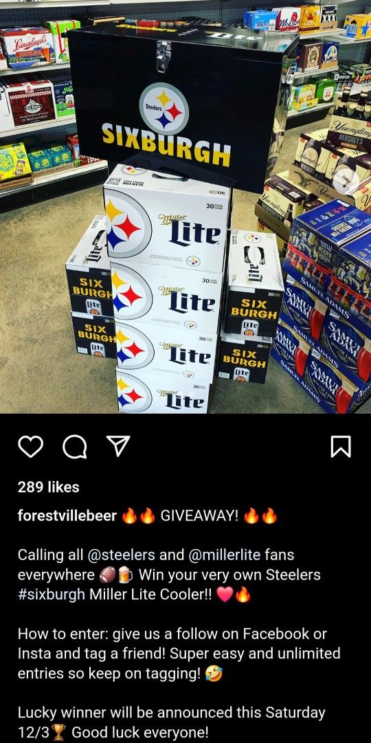 RARE. SIXBURGH Miller Light 24 Can Pittsburgh Steelers Cooler 