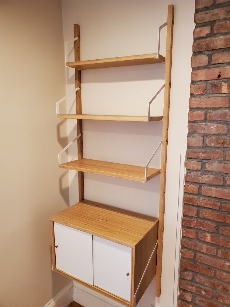 Ikea Svalnas - Bamboo Wall Shelf System w/ Cabinet