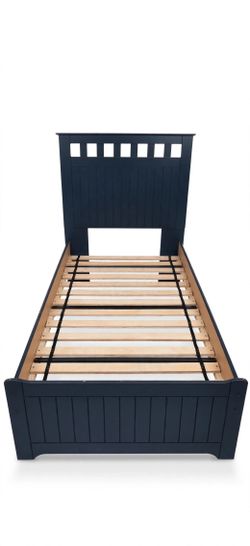 Navy Blue Twin Bedroom Set - Bed Frame, 6-Drawer Dresser & Nightstand