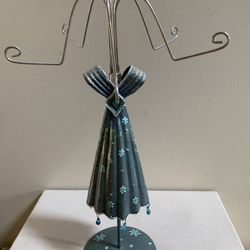 Dress Mannequin Jewelry Display Stand 16”, Metal Glitter Dress 