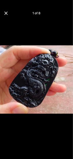 Black Jadeite Certificate Jadeite Jade Wealth exquisite Dragon pendant necklace