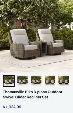 Thomasville Elko 3-piece Outdoor Swivel Glider Recliner Set
