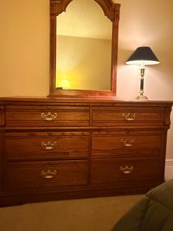 Lexington Oak Wood Dresser w/Mirror & chest of drawers