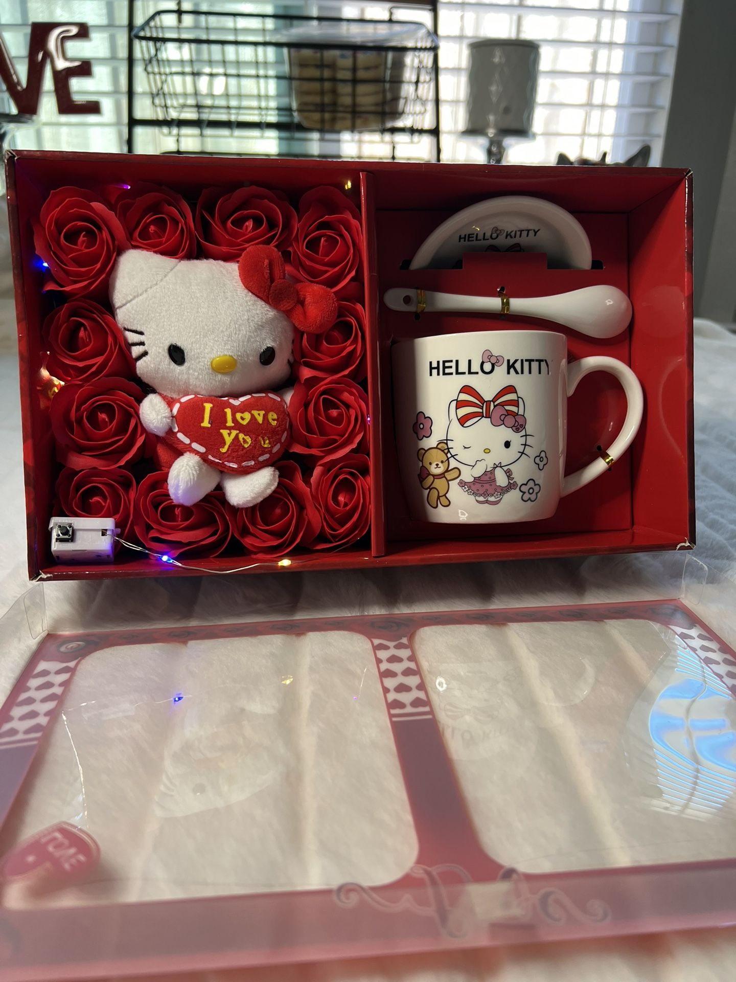 Hello Kitty Light Up Tea Set/labubu Tumbler With Plush Gift Set