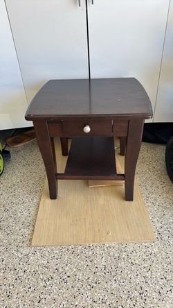 Dark Wood End Table with Drawer