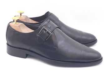 Mens US 9 M Cole Haan Air Madison Monk Strap Oxfords Black Leather Dress Shoes