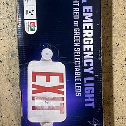 MEDINAH POWER LED Bi-Color Emergency Exit Sign Combo with 2 LED Lamps, 90 Min Backup, Damp Rated, UL Listed, 120-277VAC, White