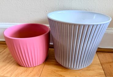 Gray & pink ceramic planters