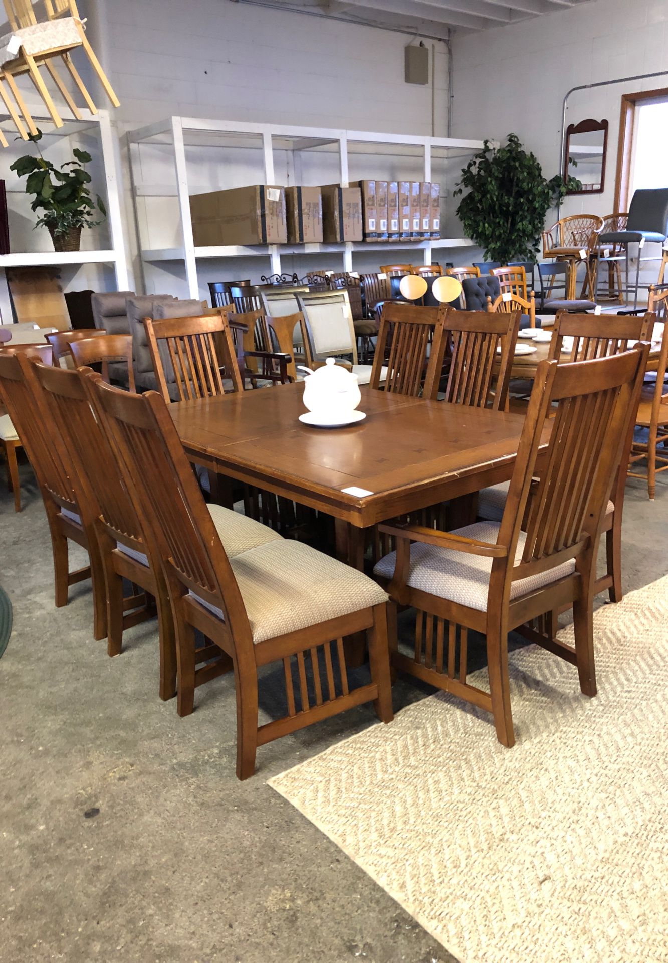 Mission Style Dining Table w/ 8 Chairs