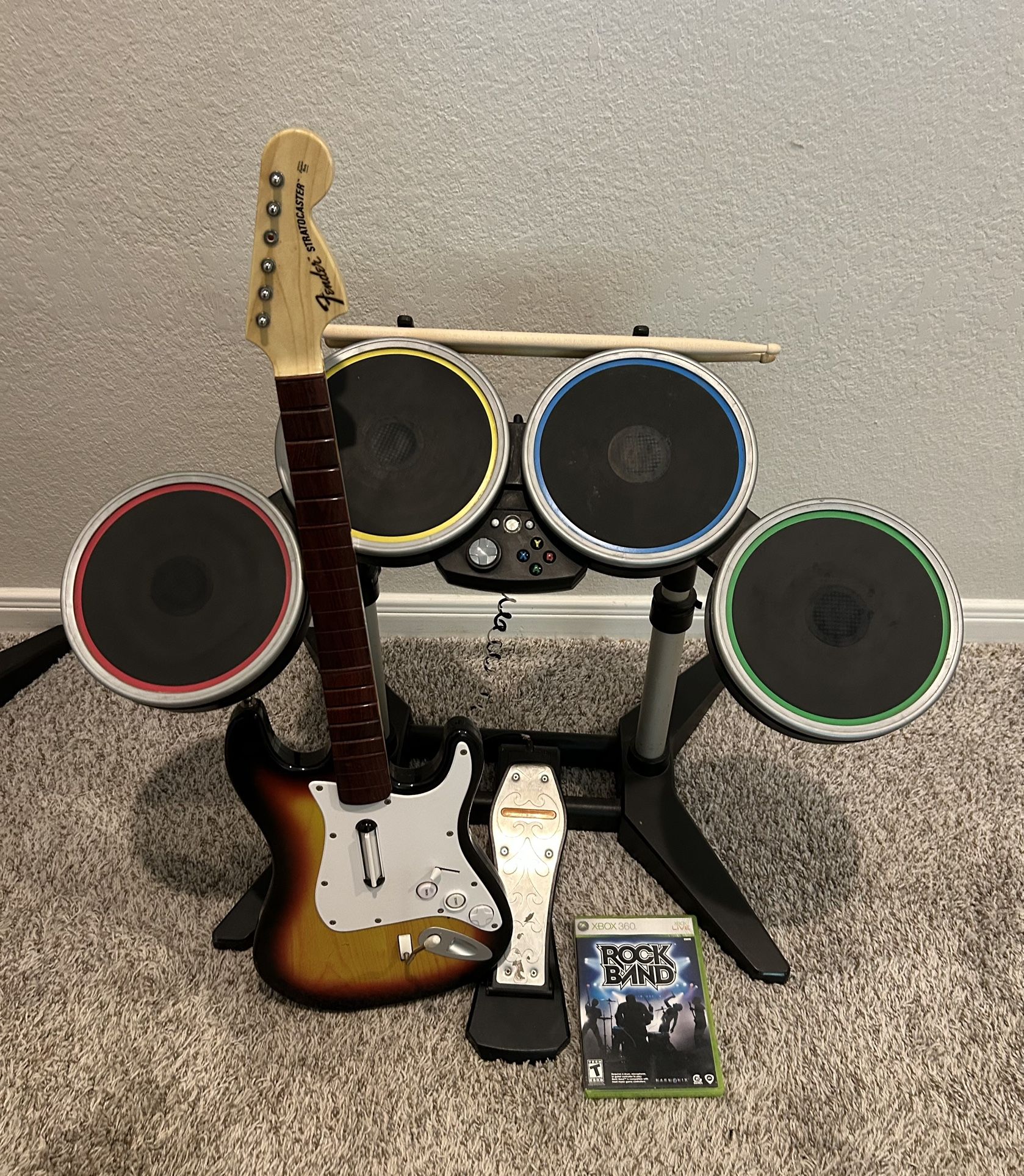 Rock Band Drum Set with Guitar Xbox 360