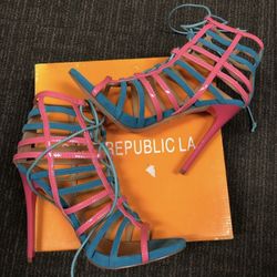 Pink & Blue Heels